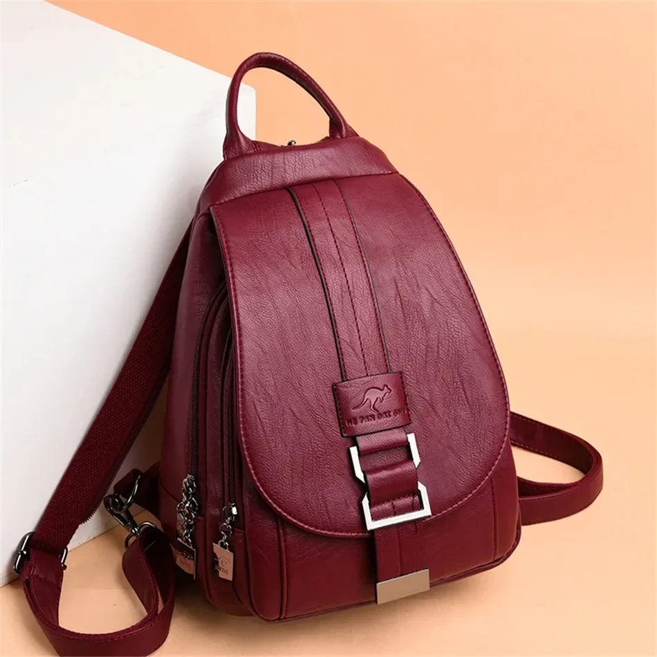 Women Accessories Pouch - Multifunctional Women Leather Backpacks Vintage Backpack